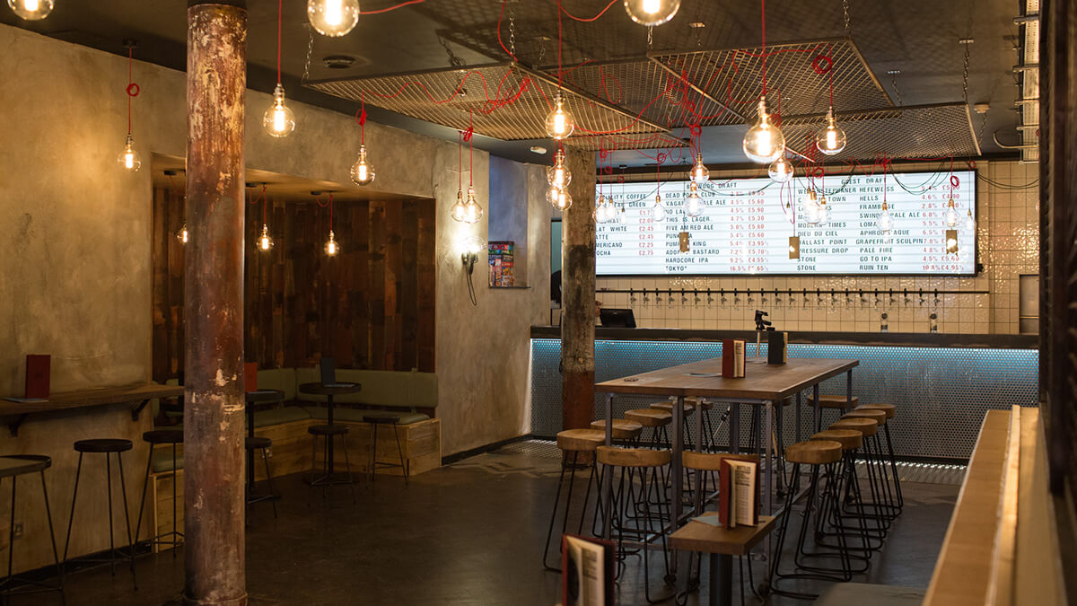 Brew6 BrewDog, Soho and Leeds: restaurant and bar lighting by Willie Duggan