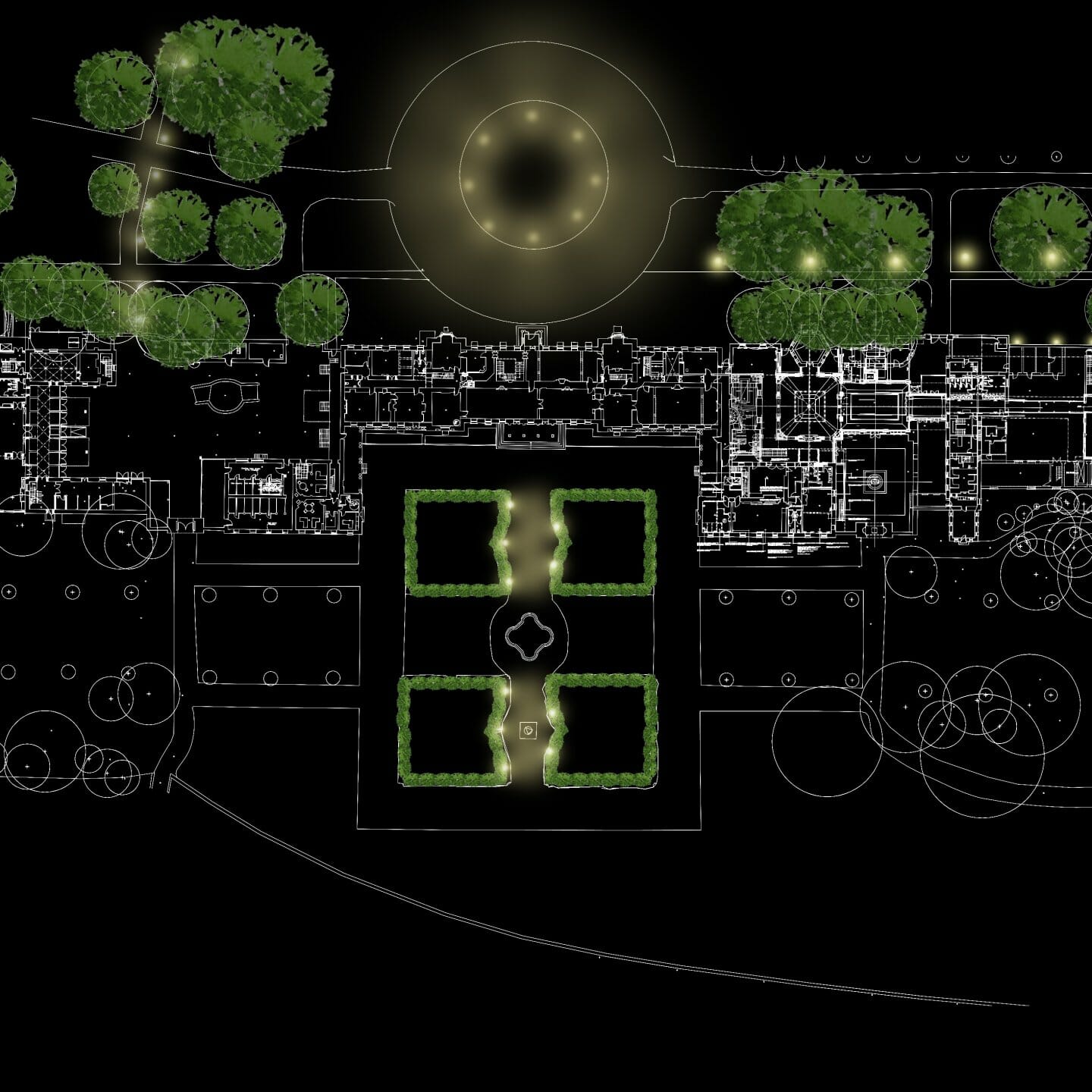 Glow plan drawing for the Carton House Estate lighting