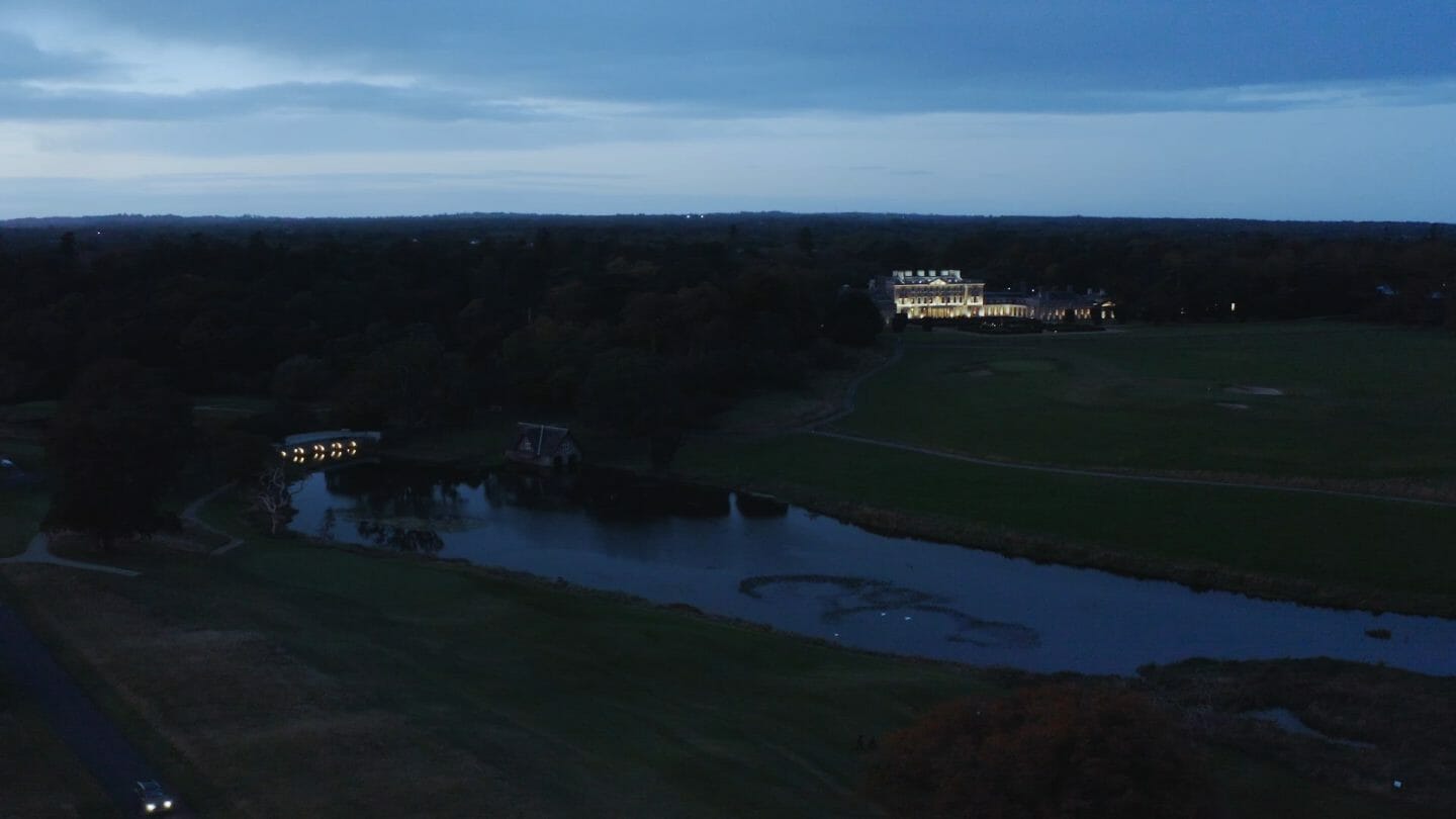 Aerial view of the Carton House estate at dusk