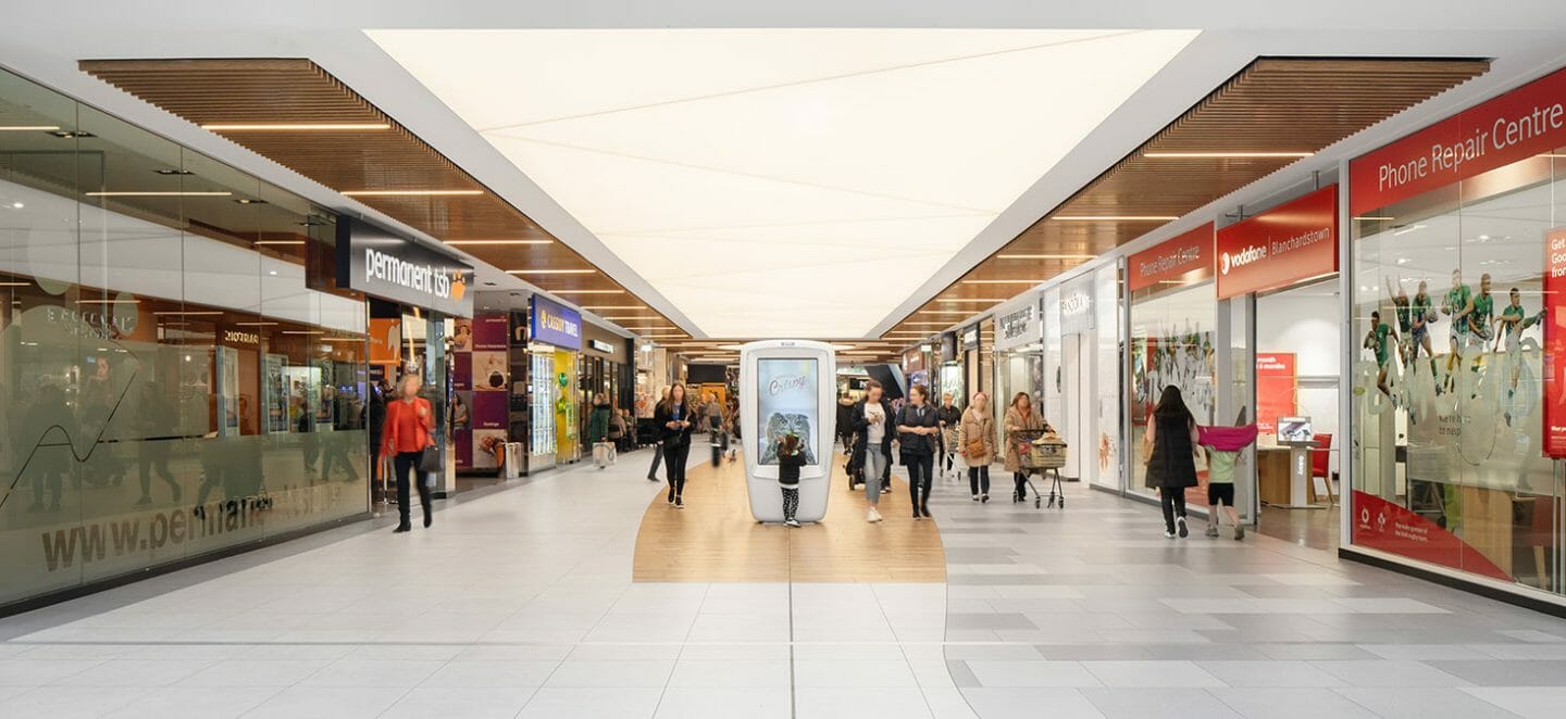 Mall with a lit ceiling at Blanchardstown Shopping Centre